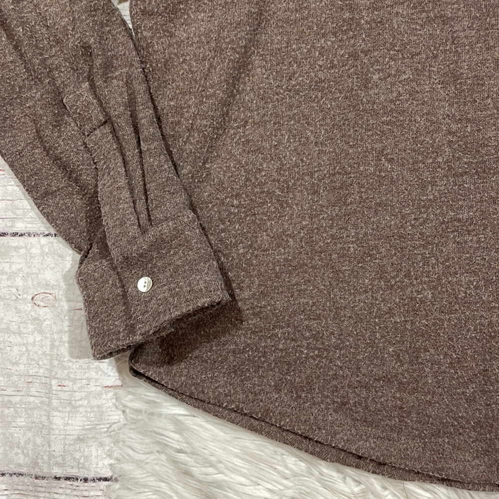 Donni Brushed Sweater Button Down Cho Brown Shirt Jacket Shacket - Picture 9 of 13